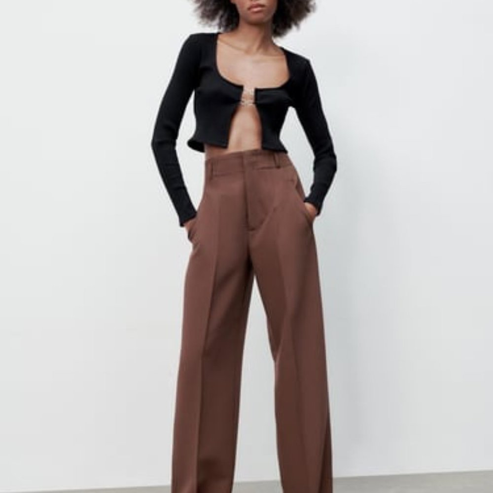 Zara - RIBBED CROPPED CARDIGAN